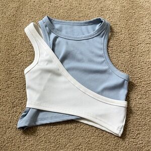 SHEIN Blue and White Asymmetrical Tank Top